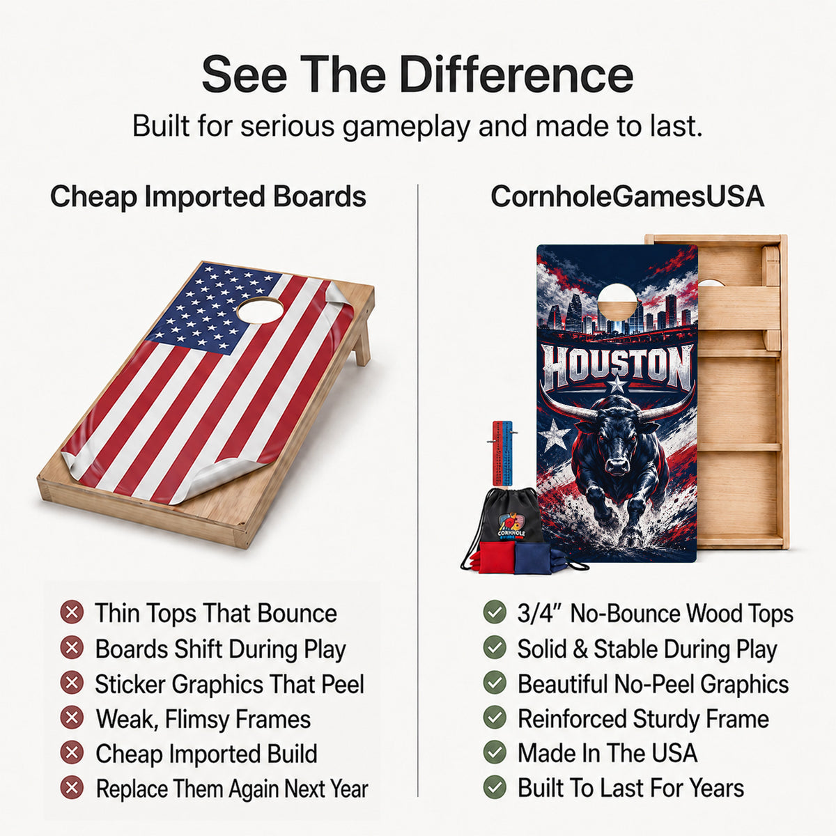 Houston Football Professional Cornhole Boards