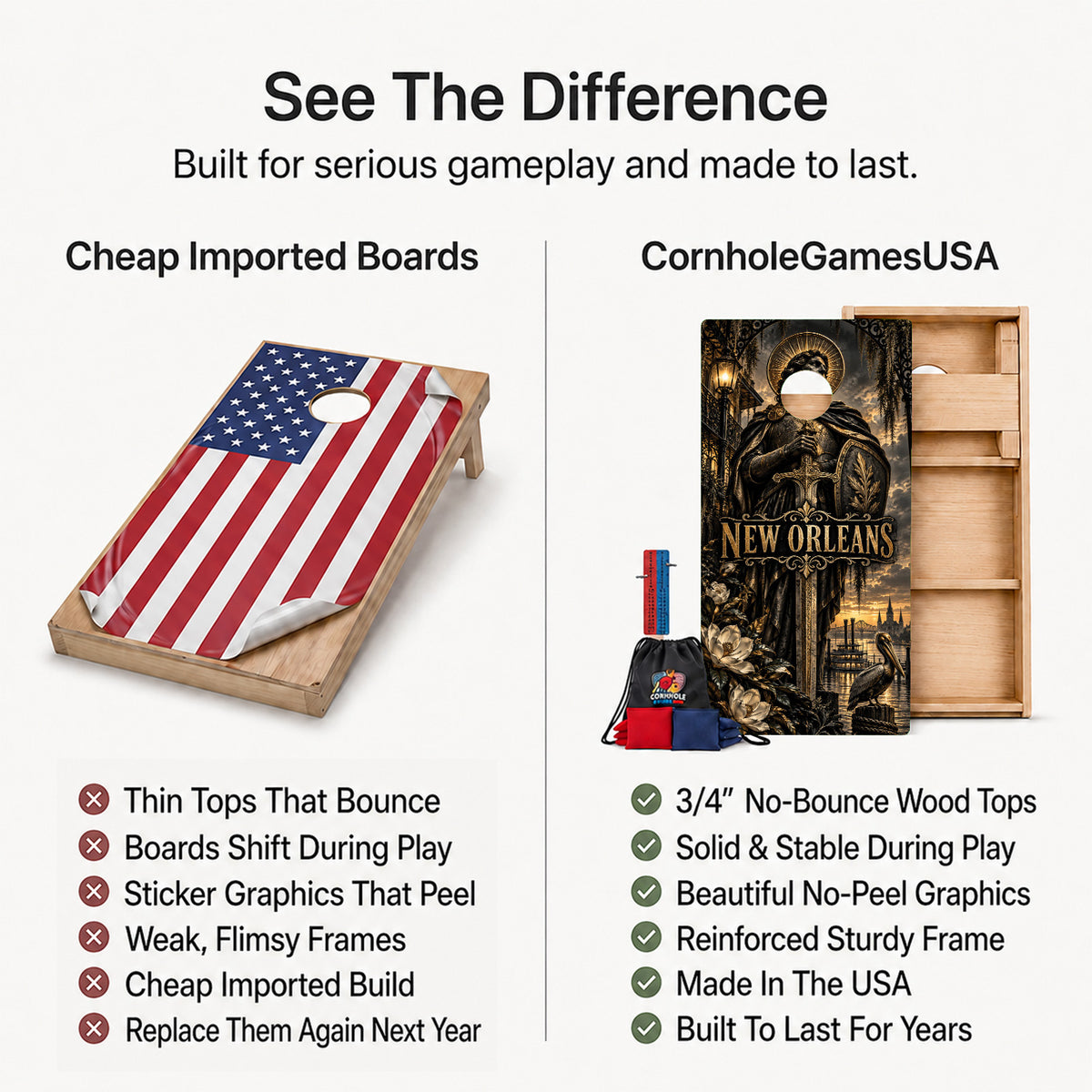 New Orleans Football Professional Cornhole Boards
