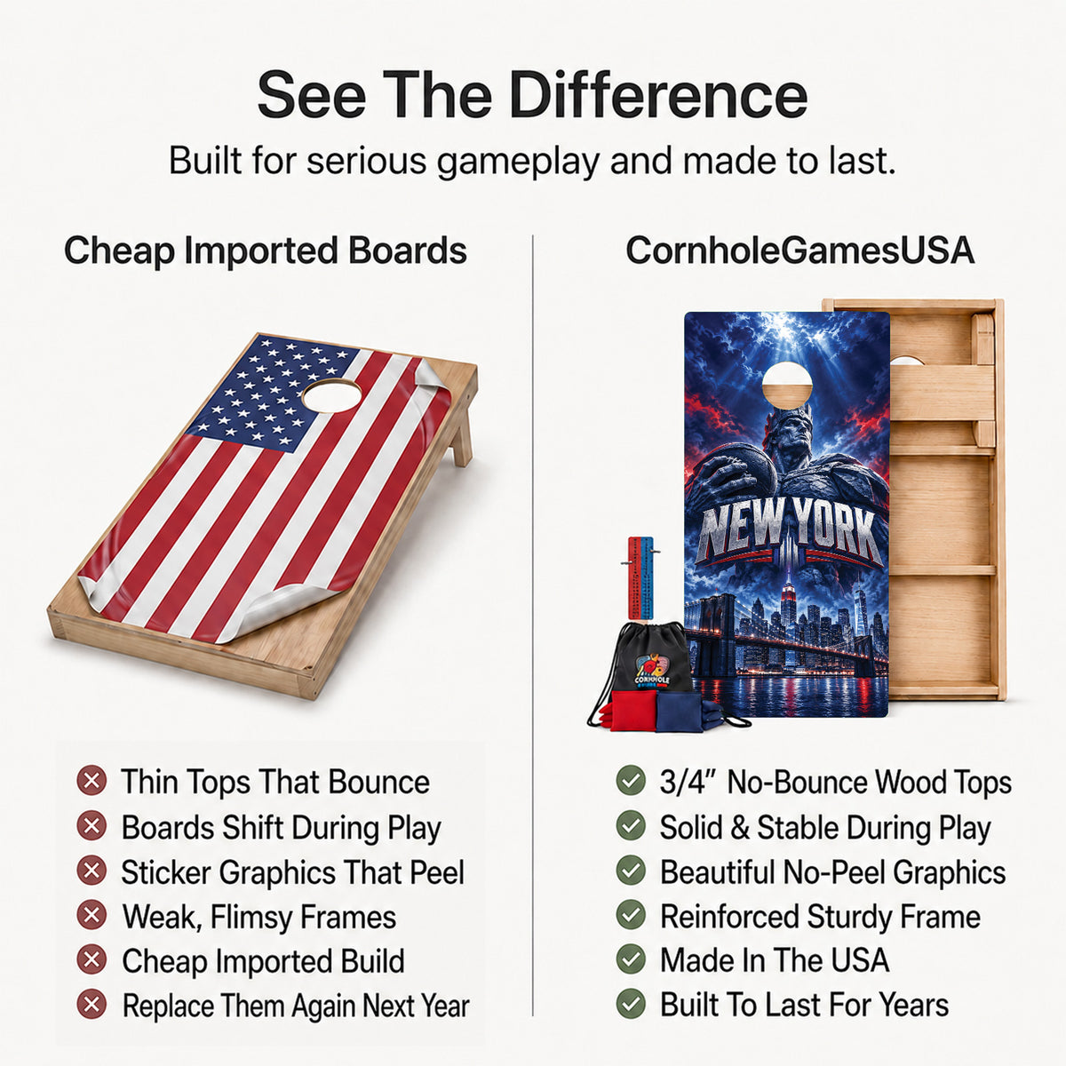 New York Brooklyn Bridge Football Professional Cornhole Boards