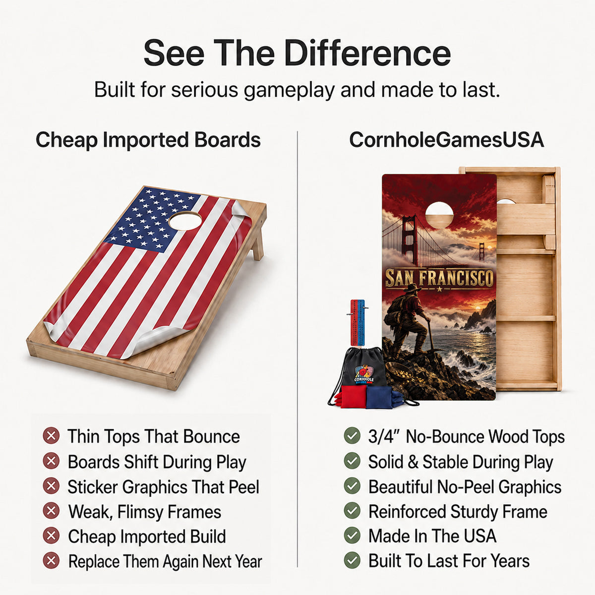 San Francisco Football Professional Cornhole Boards