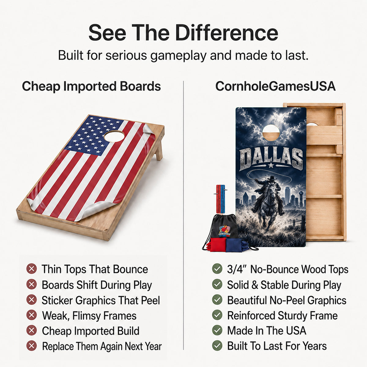 Dallas Football Professional Cornhole Boards