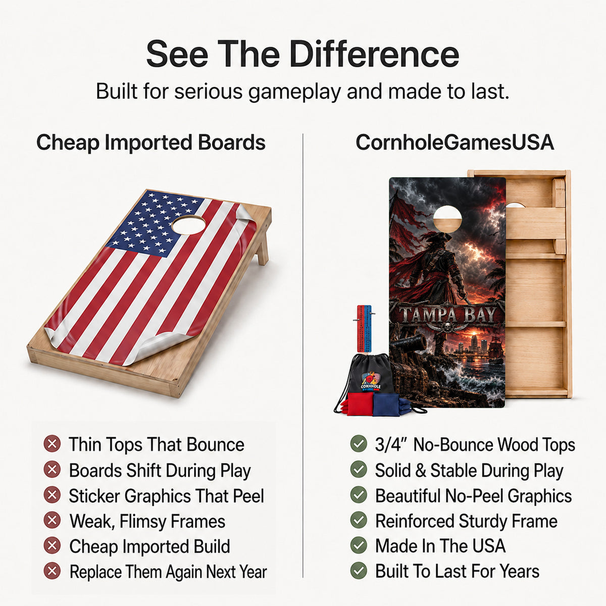 Tampa Bay Football Professional Cornhole Boards