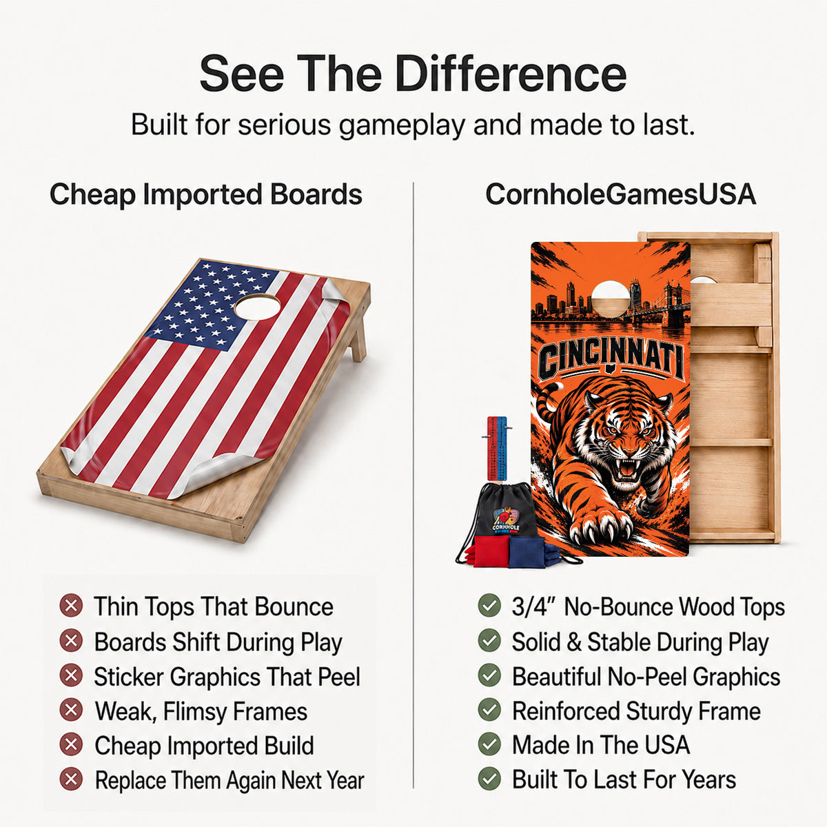 Cincinnati Football Professional Cornhole Boards