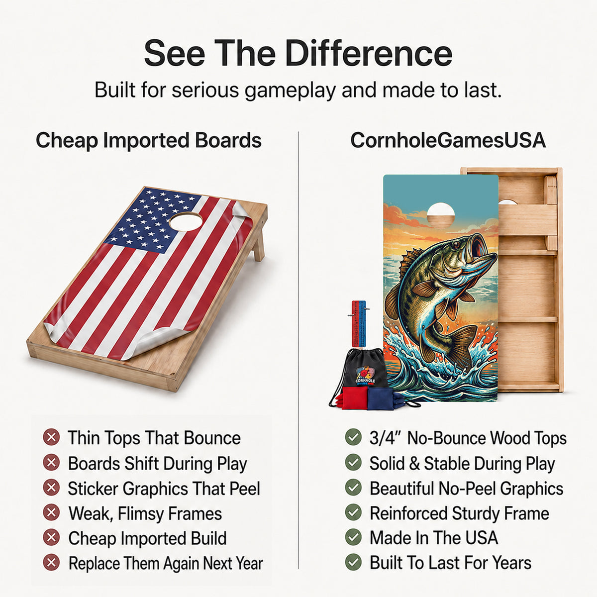 Bass Fishing Professional Cornhole Boards