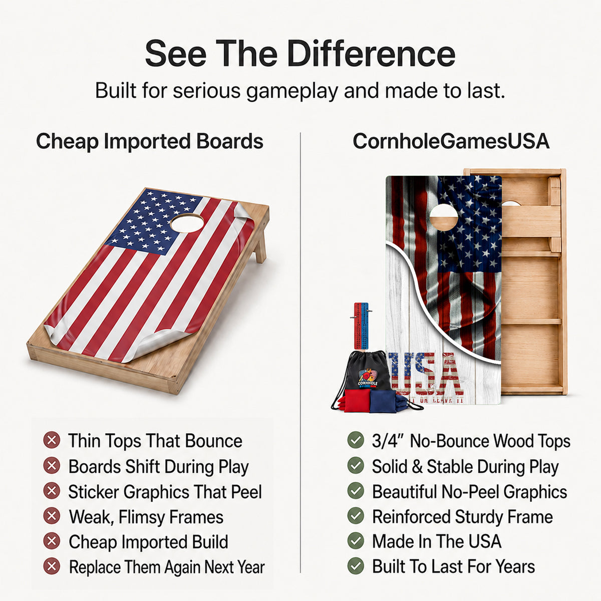 USA Love It Or Leave It Professional Cornhole Boards