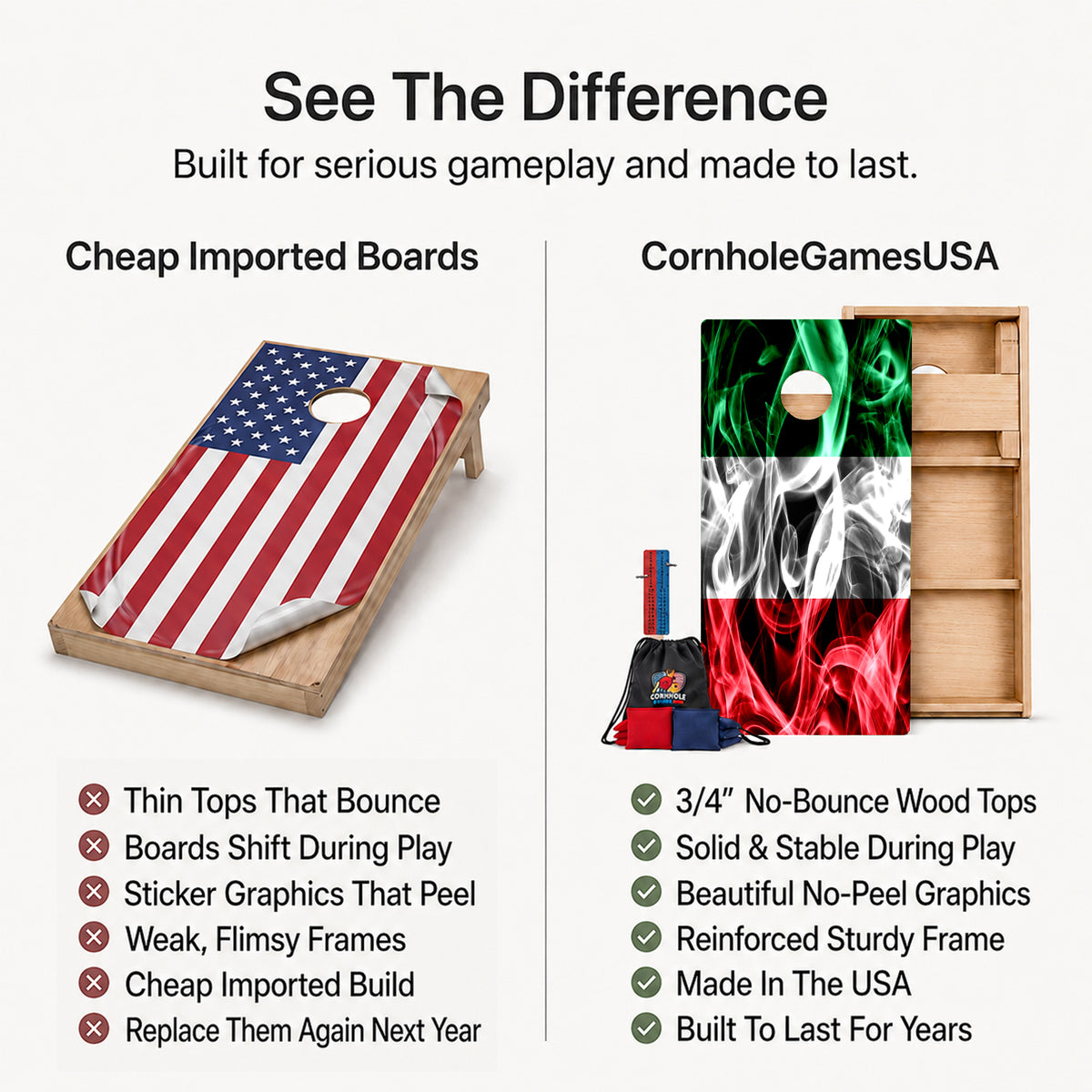 Italy Flag Professional Cornhole Boards