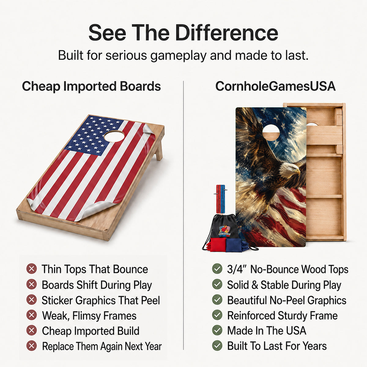 American Bald Eagle Professional Cornhole Boards