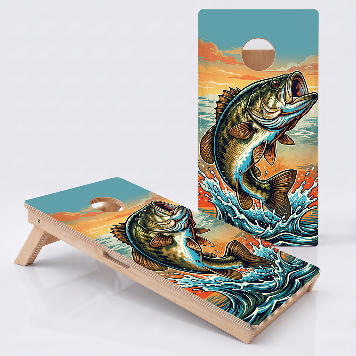 Bass Fishing Professional Cornhole Boards