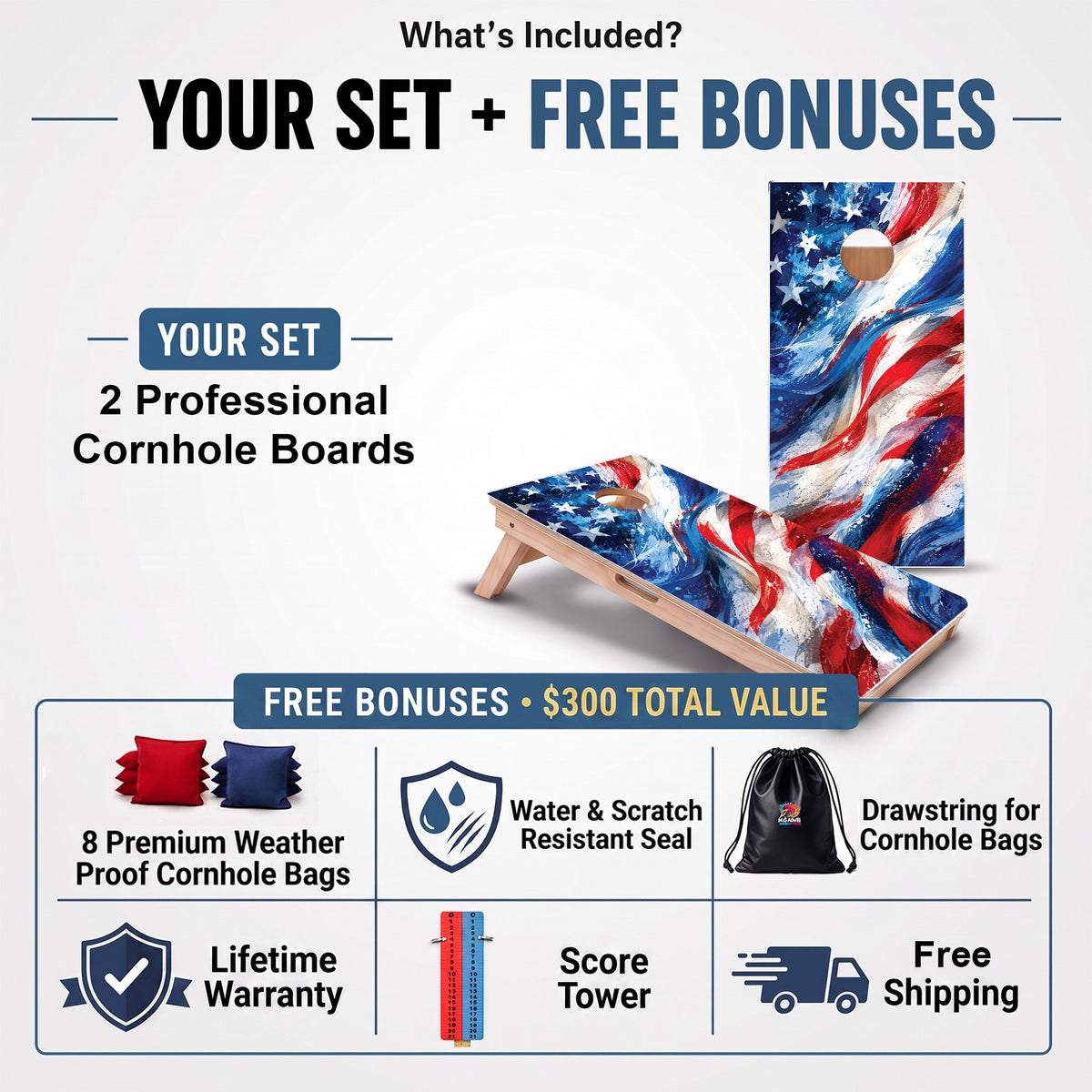 American Flag Professional Cornhole Boards