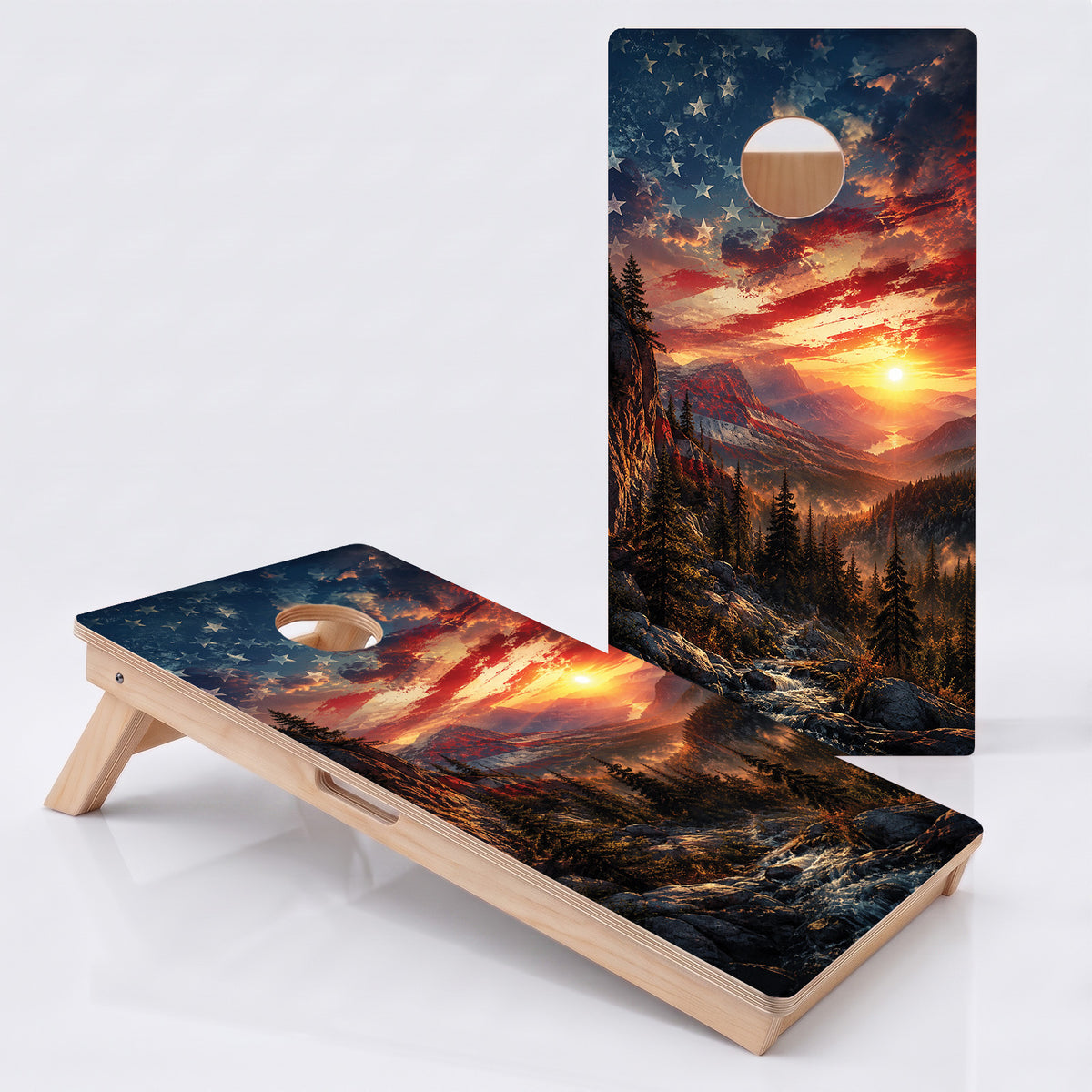 American Flag Mountains Professional Cornhole Boards