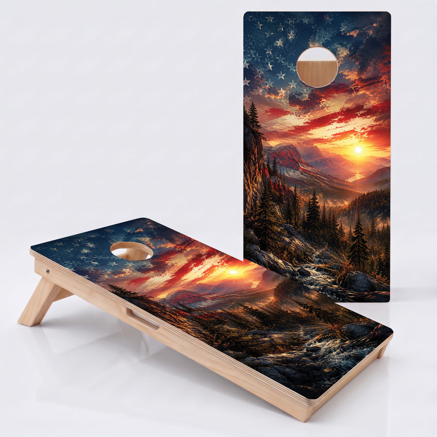 American Flag Mountains Professional Cornhole Boards