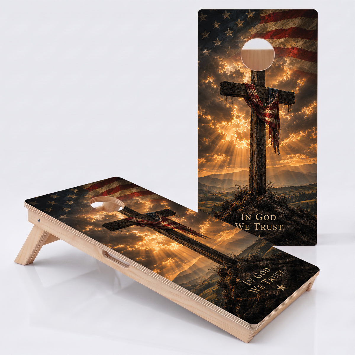 American Flag Cross Professional Cornhole Boards