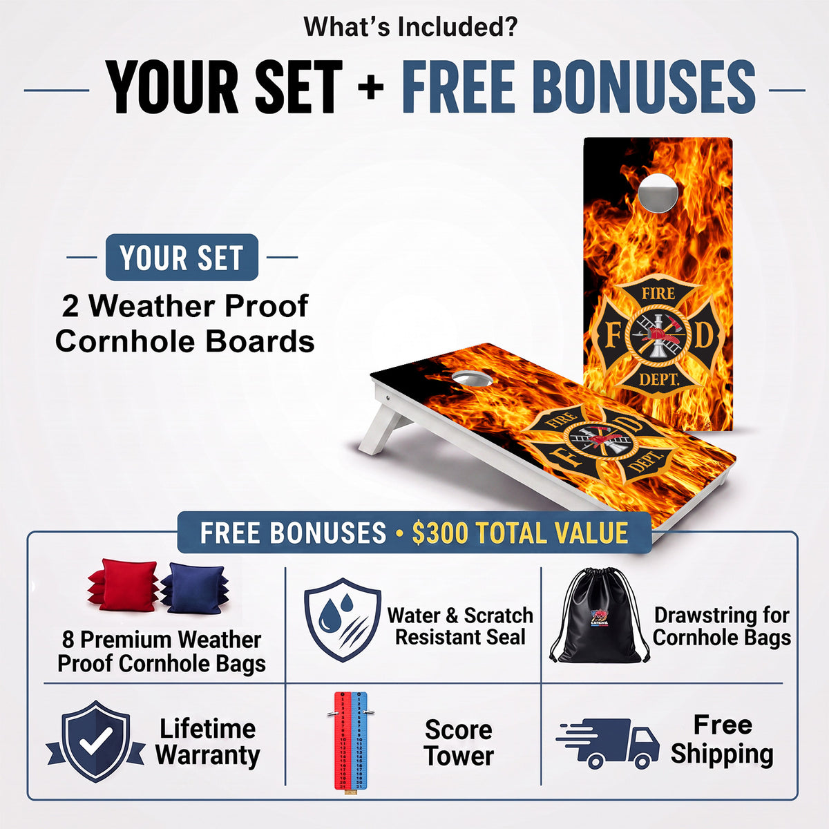 Fire Department Weather Proof Cornhole Boards
