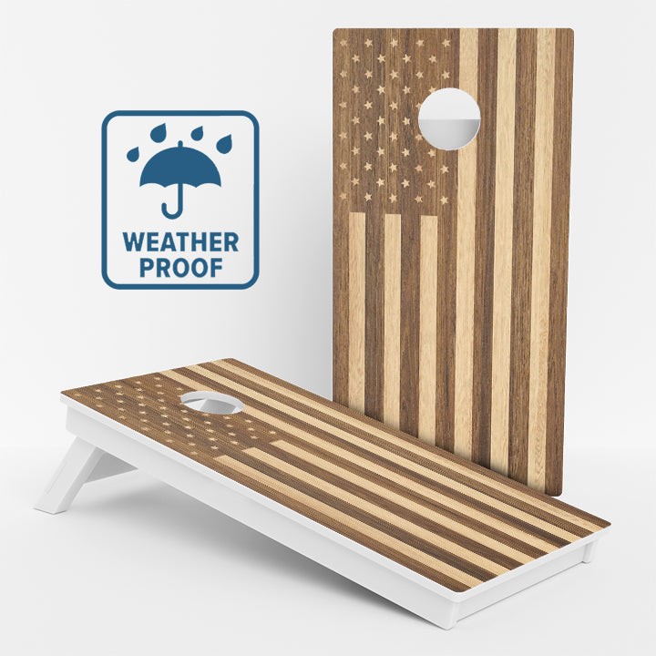 Wood American Flag Weather Proof Cornhole Boards