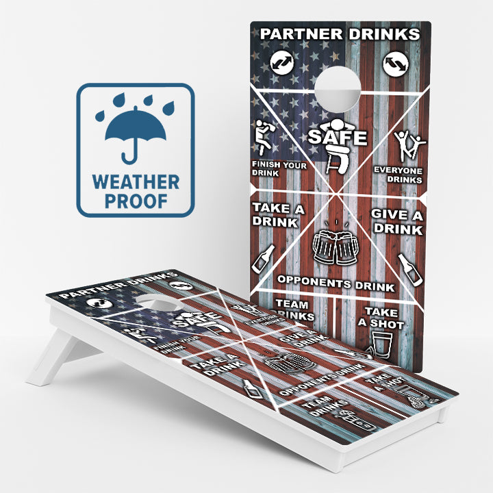 American Flag Drinking Game Weather Proof Cornhole Boards