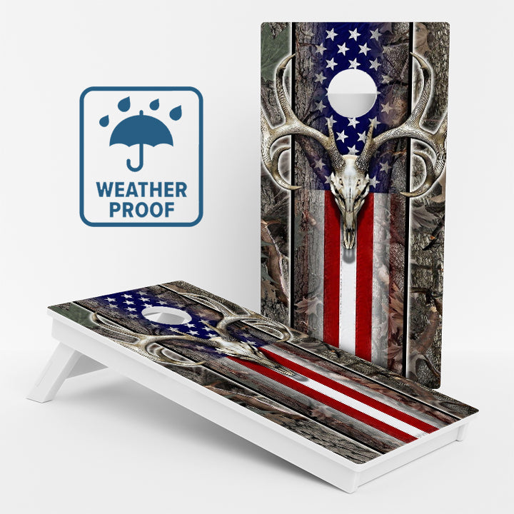 Hunting American Flag Weather Proof Cornhole Boards