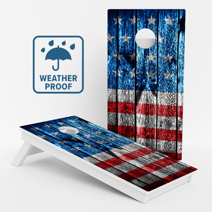 Wooden Panel American Flag Weather Proof Cornhole Boards