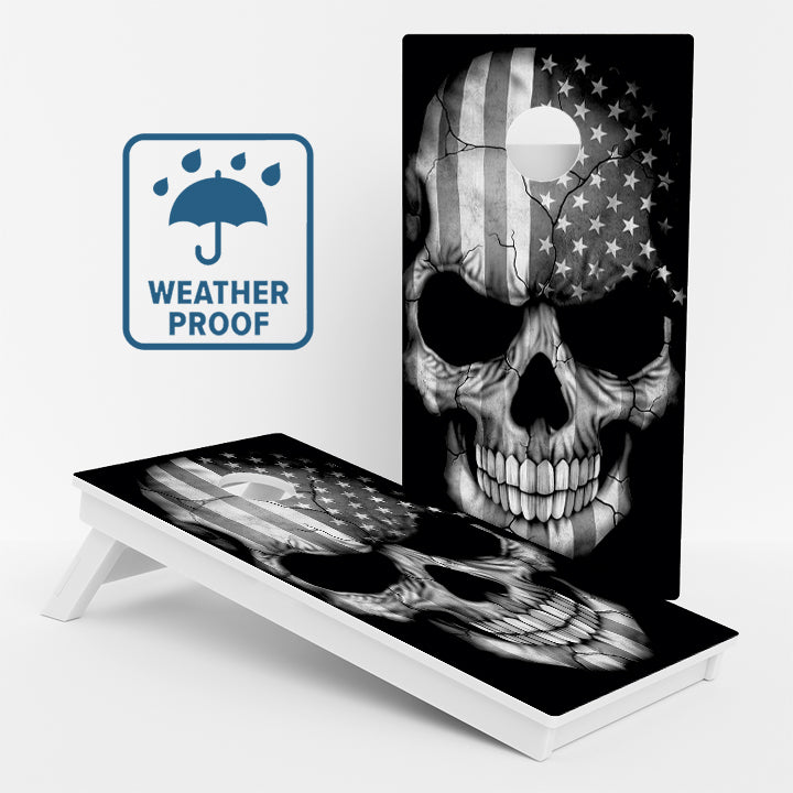 American Grey Skull Weather Proof Cornhole Boards