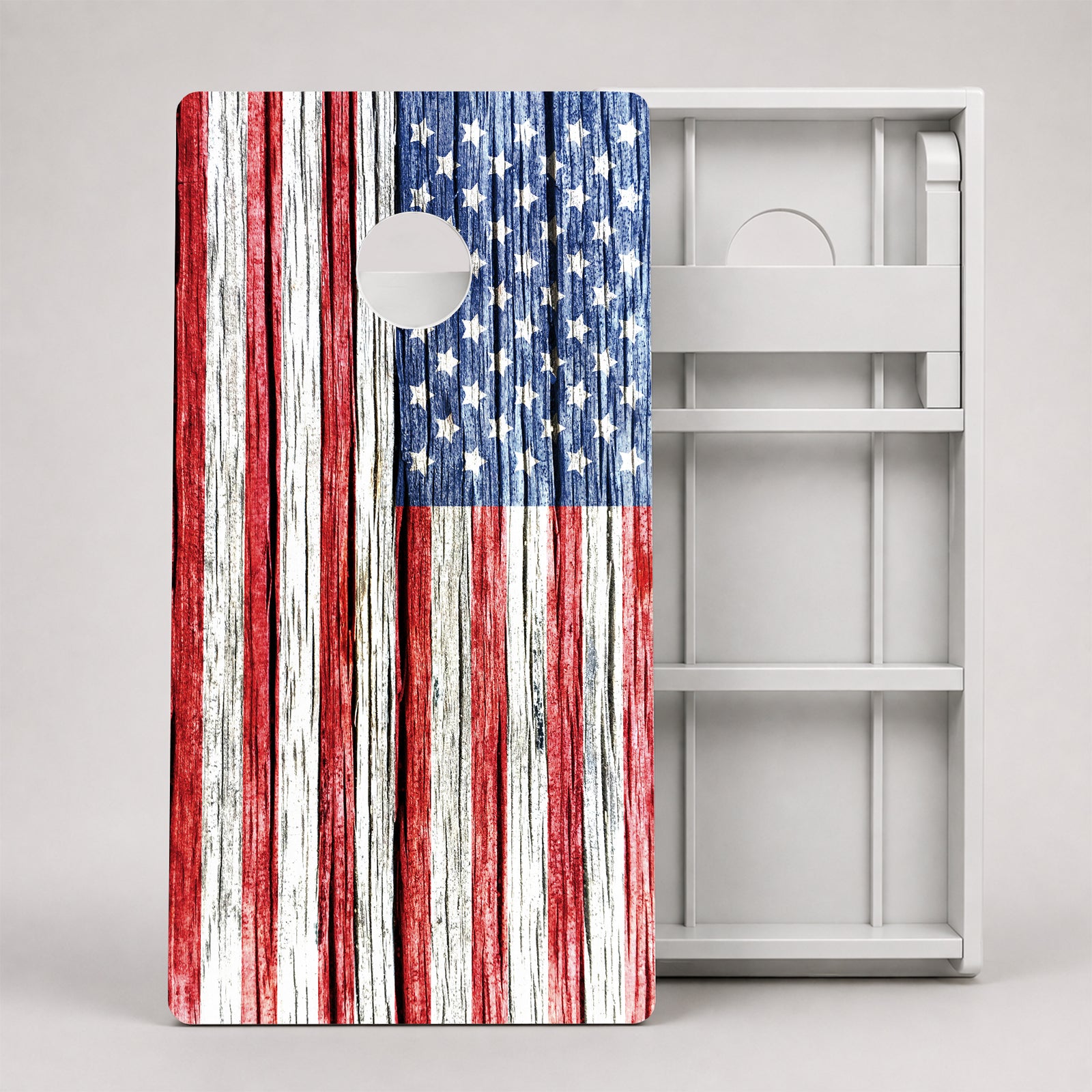 Rustic Wood American Flag Weather Proof Cornhole Boards
