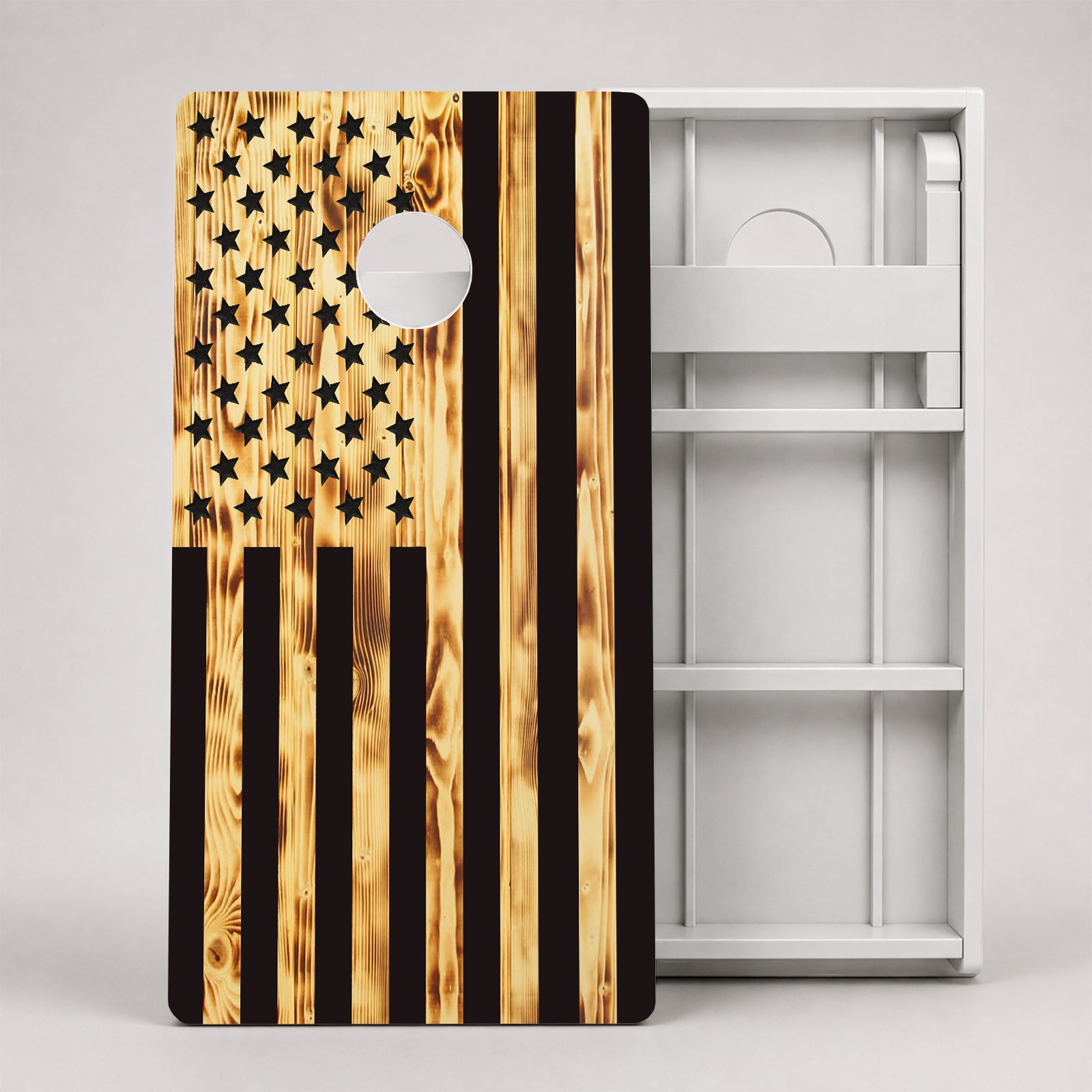 Wood Burnt American Flag Weather Proof Cornhole Boards