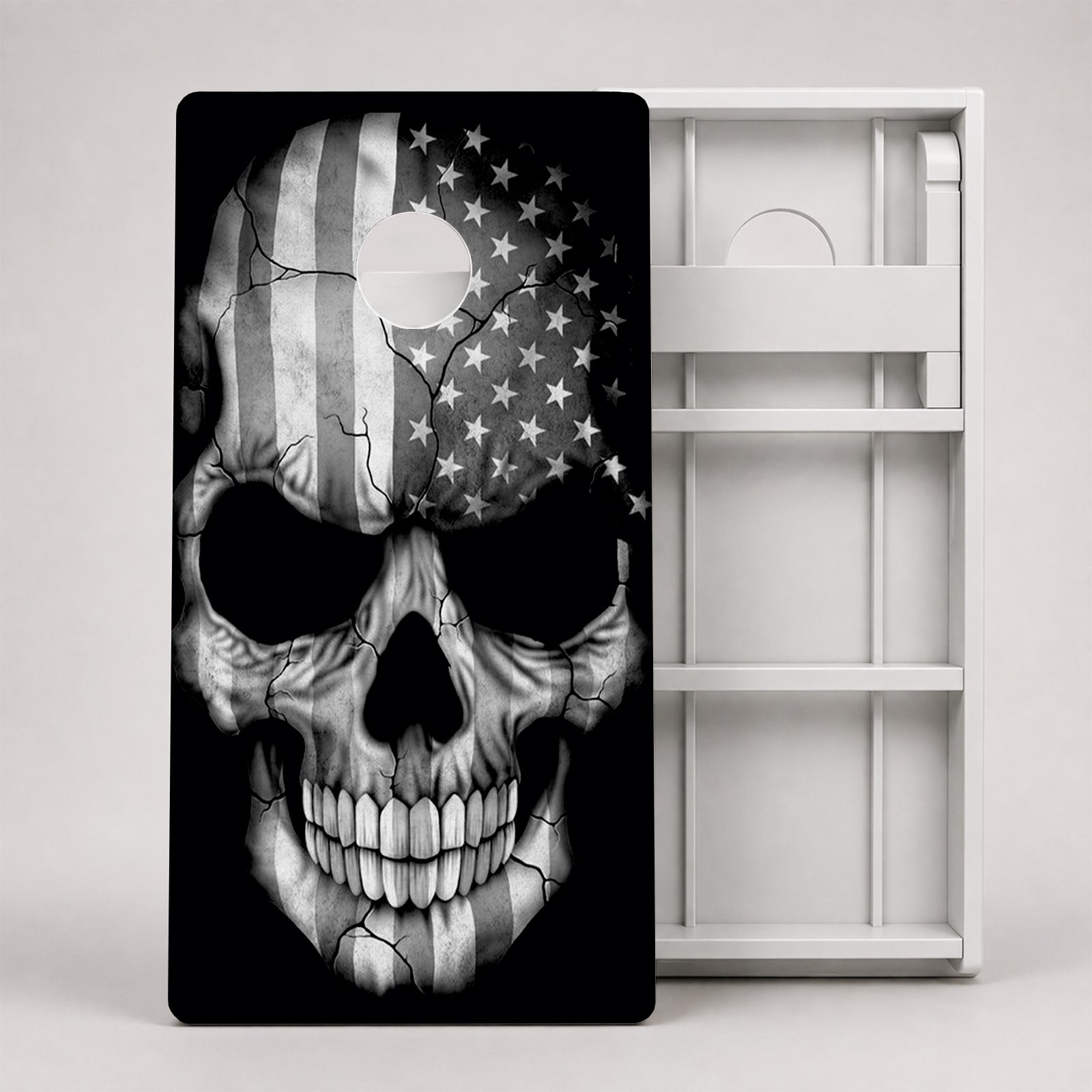 American Grey Skull Weather Proof Cornhole Boards