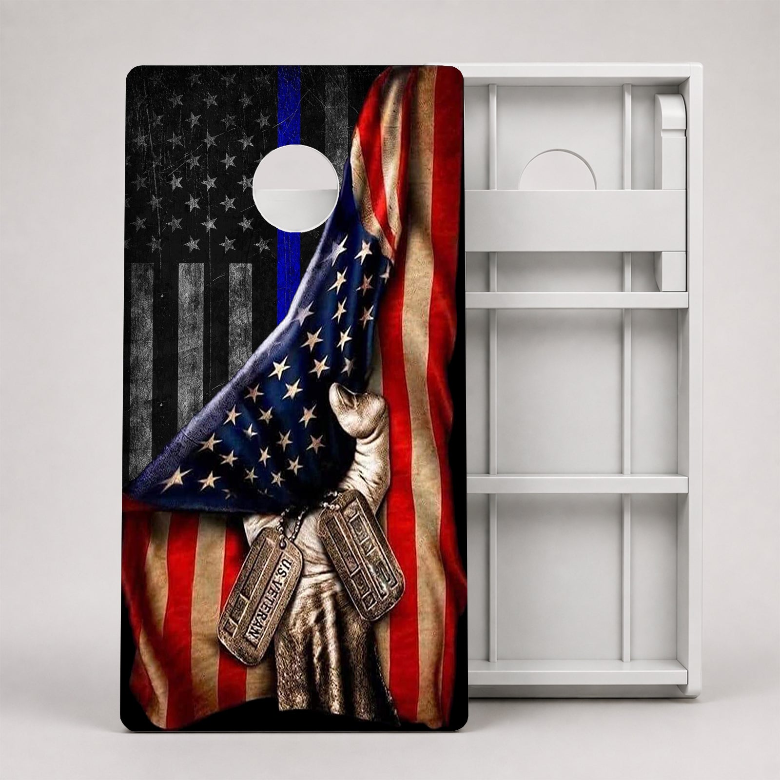Pulled Blue Line American Flag Weather Proof Cornhole Boards