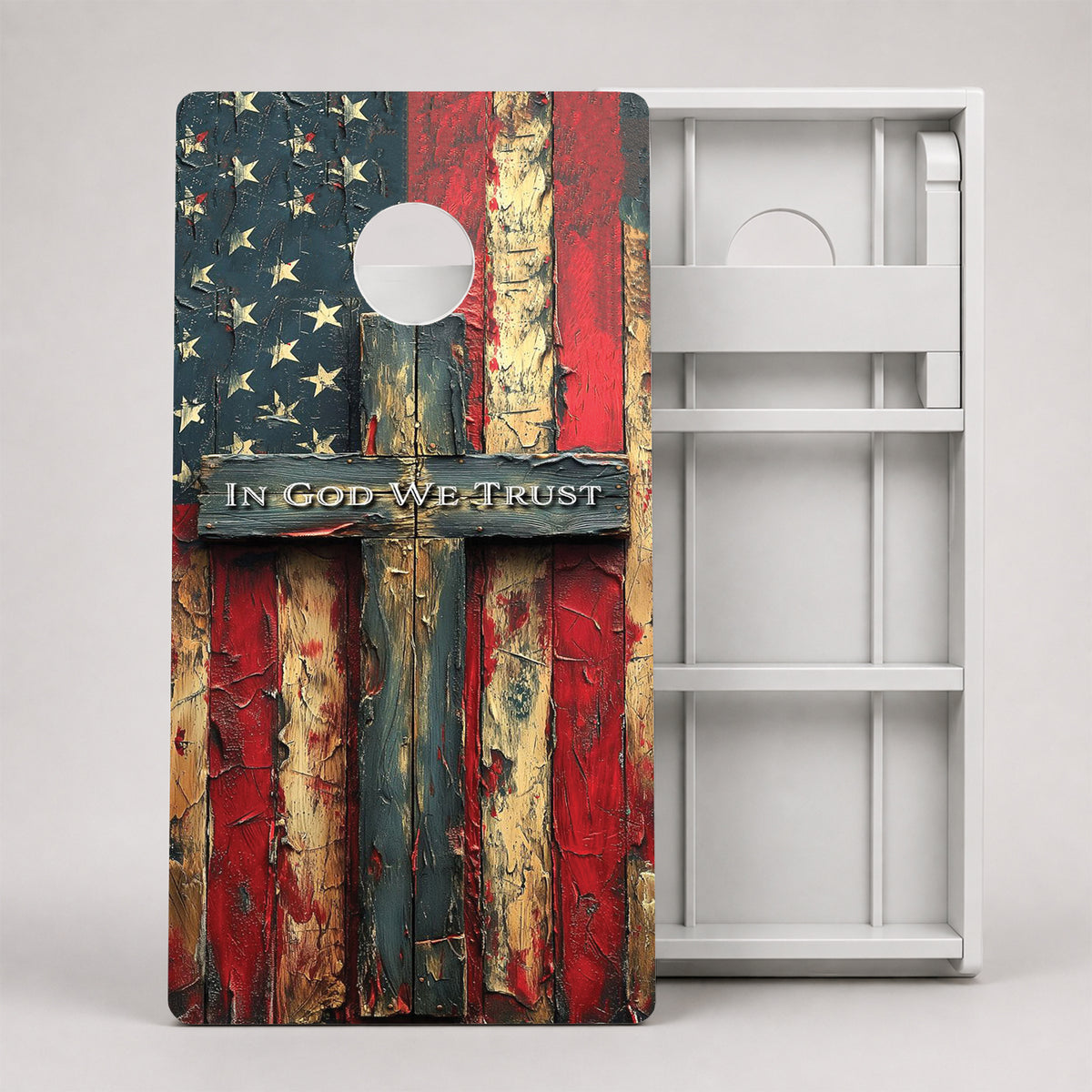 American Flag Cross Weather Proof Cornhole Boards