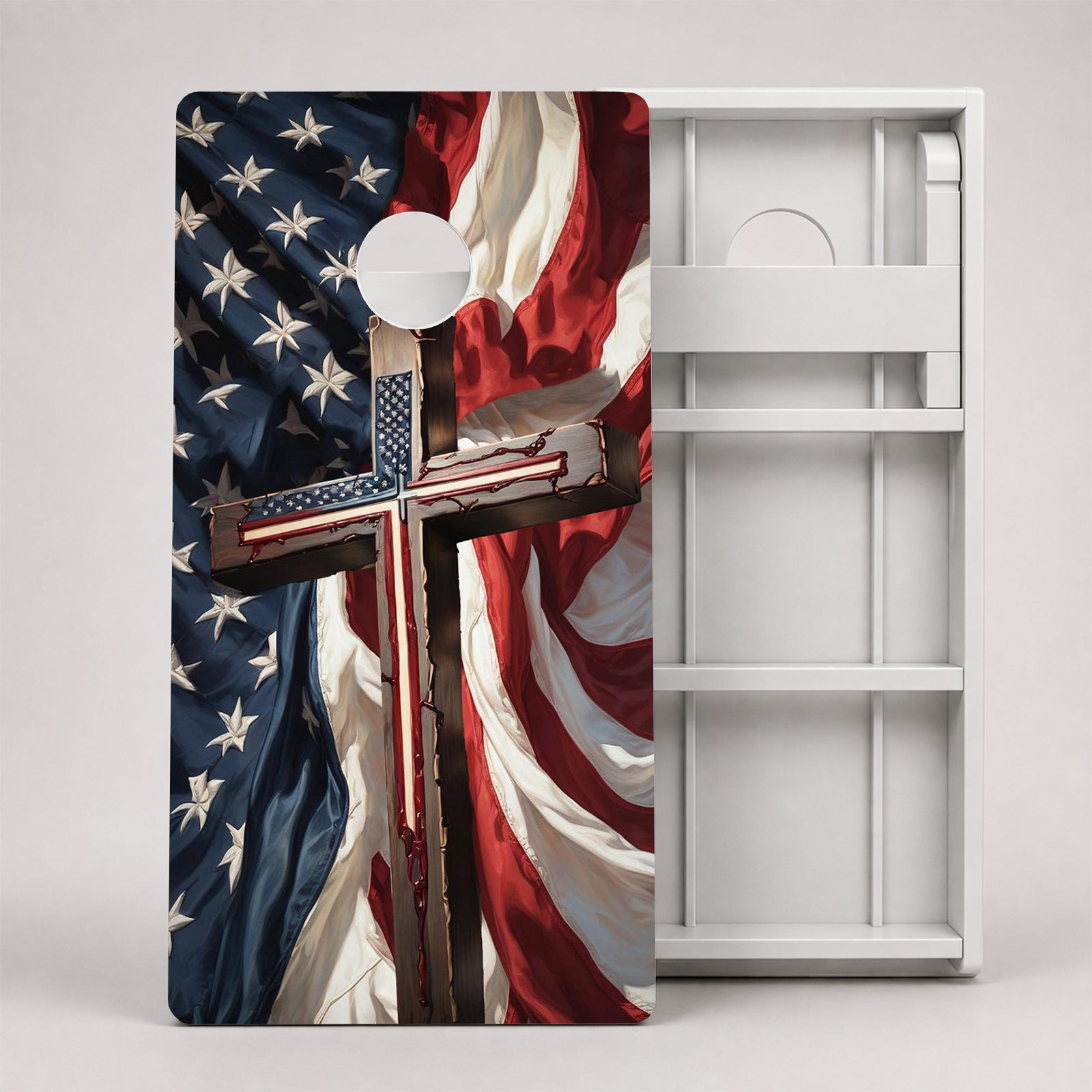 American Flag Cross Weather Proof Cornhole Boards