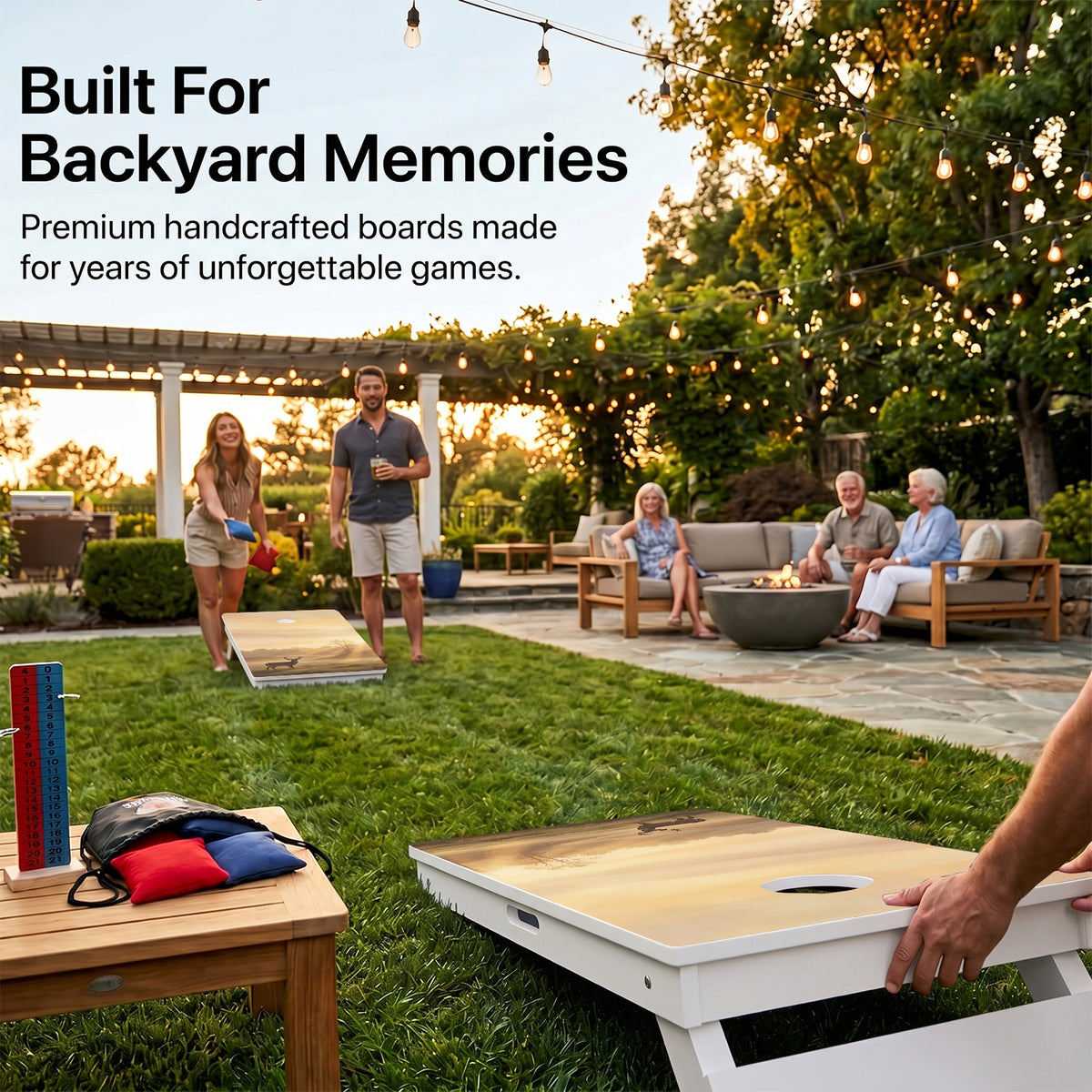 Backyard Cornhole Game Using Cornhole Weather Proof Deer Board