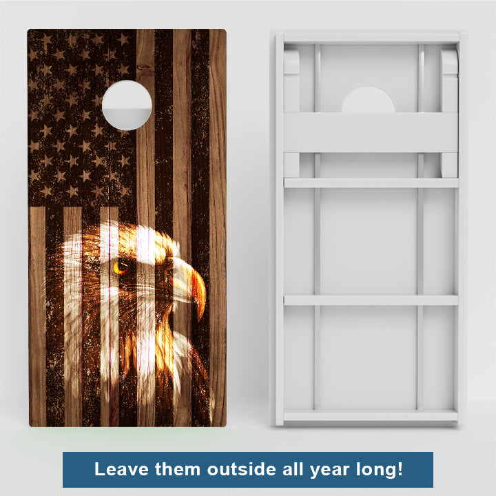Faded Bald Eagle American Flag Weather Proof Cornhole Boards