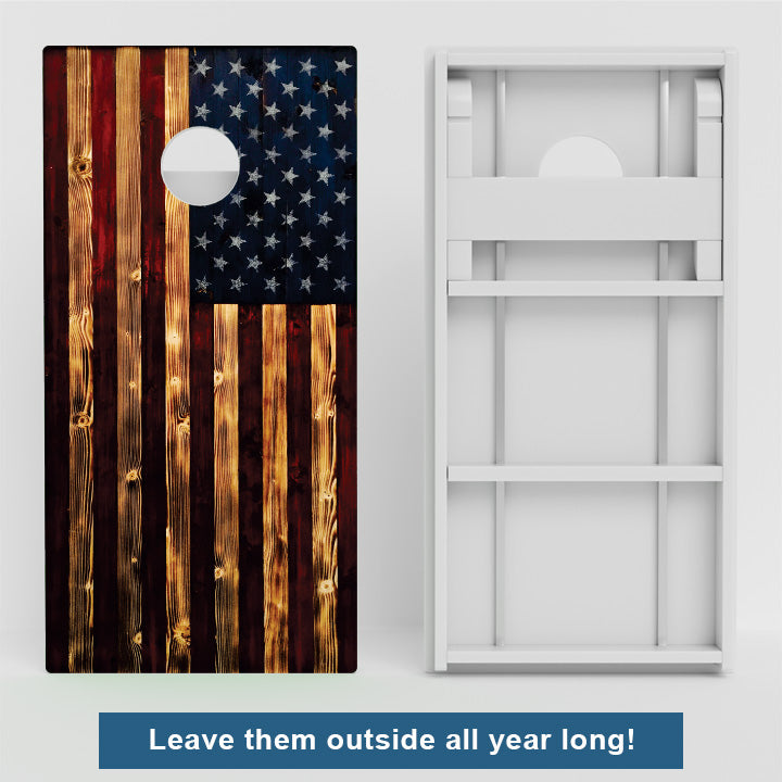 Rustic American Flag Weather Proof Cornhole Boards