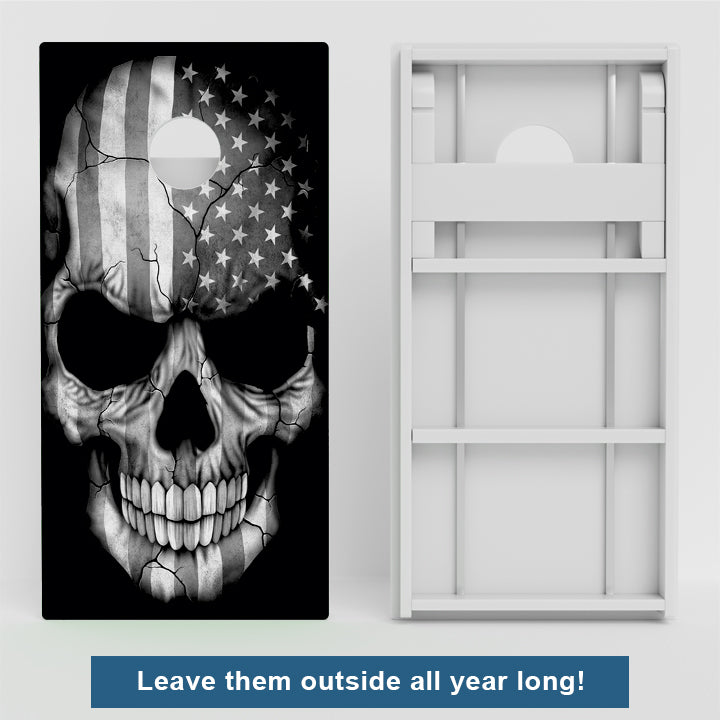 American Grey Skull Weather Proof Cornhole Boards