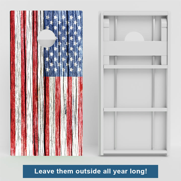 Rustic Wood Flag American Flag Weather Proof Cornhole Boards