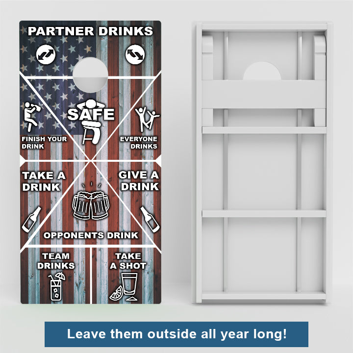 American Flag Drinking Game Weather Proof Cornhole Boards