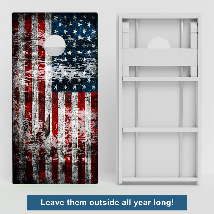 Rustic American Flag Weather Proof Cornhole Boards
