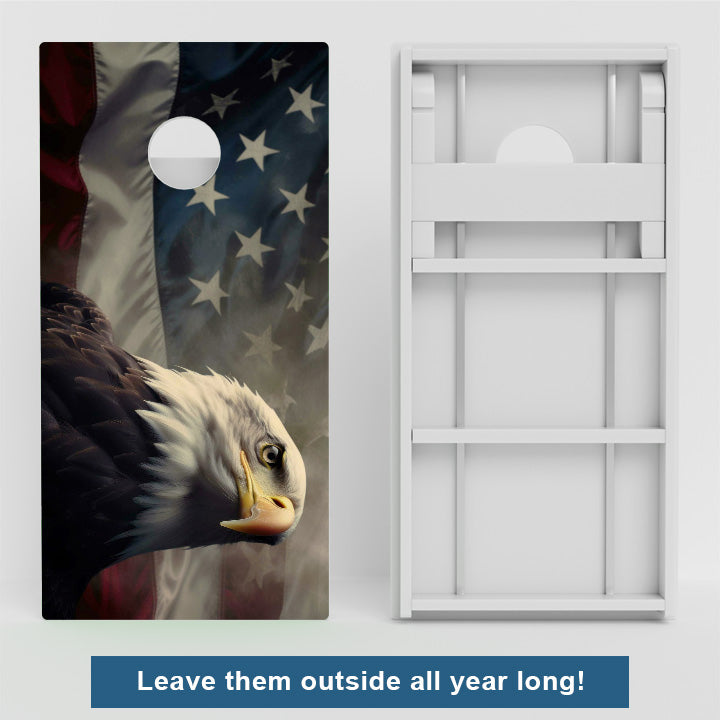 Bald Eagle American Flag Weather Proof Cornhole Boards