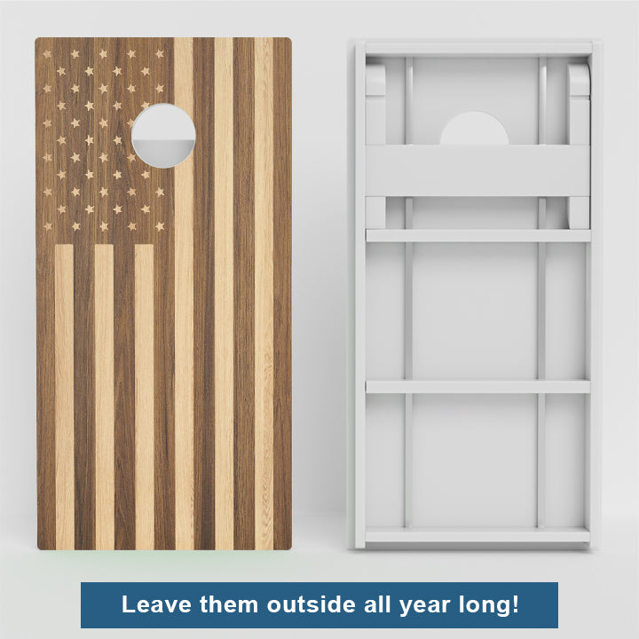 Wood American Flag Weather Proof Cornhole Boards