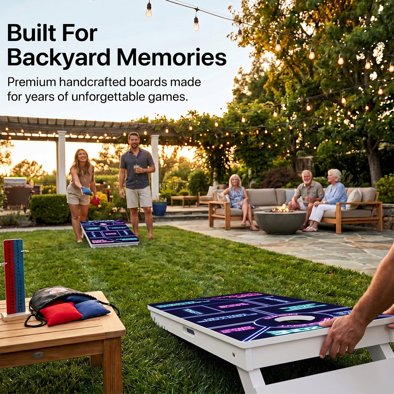Neon Drinking Game Weather Proof Cornhole Boards
