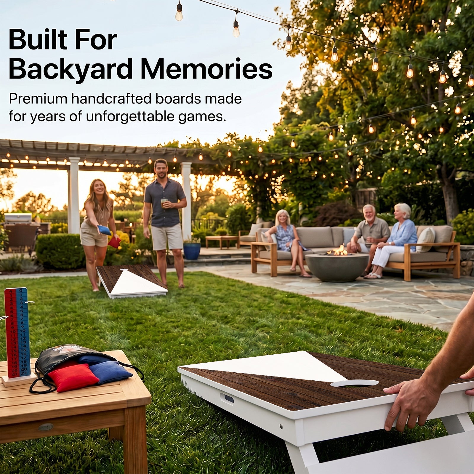 Wood Grain Triangle Weather Proof Cornhole Boards