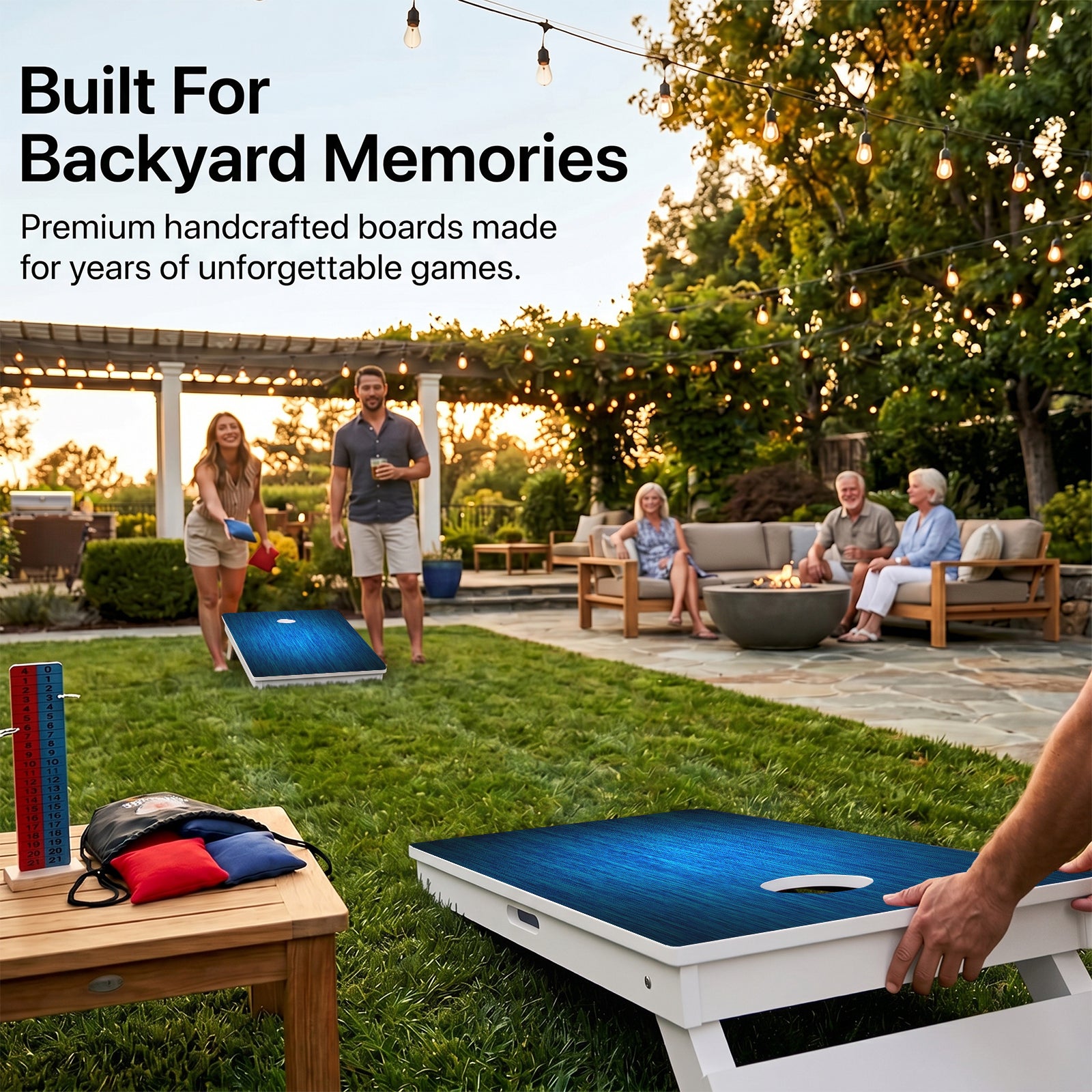 Blue Wood Grain Weather Proof Cornhole Boards
