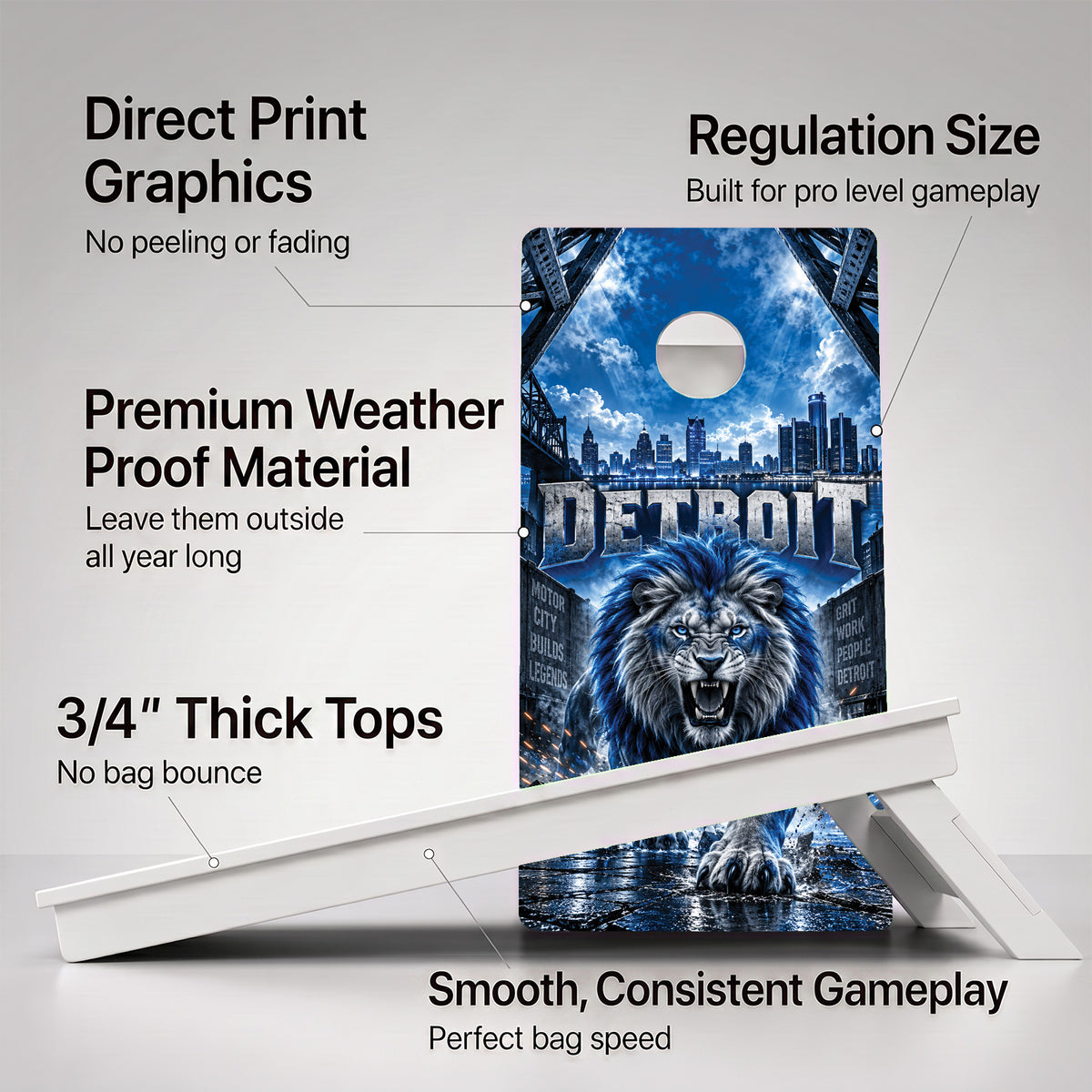 Detroit Football Weather Proof Cornhole Boards