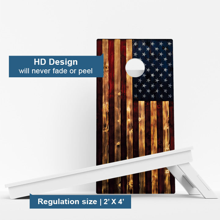 Rustic American Flag Weather Proof Cornhole Boards