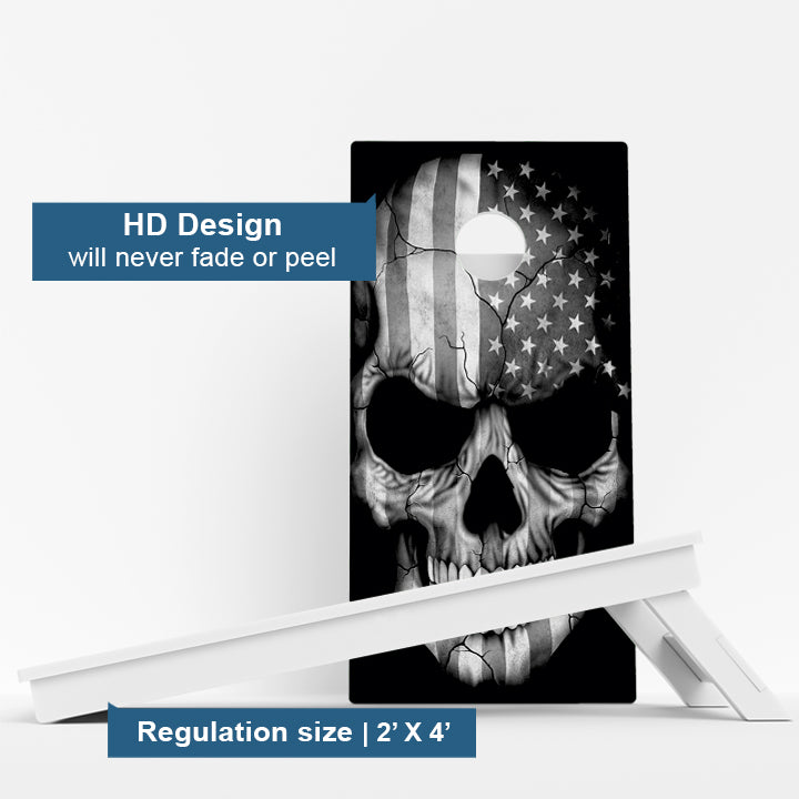 American Grey Skull Weather Proof Cornhole Boards