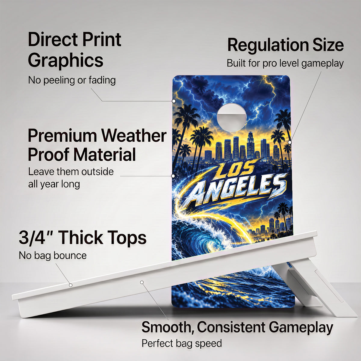 Los Angeles Lightning Wave Football Weather Proof Cornhole Boards