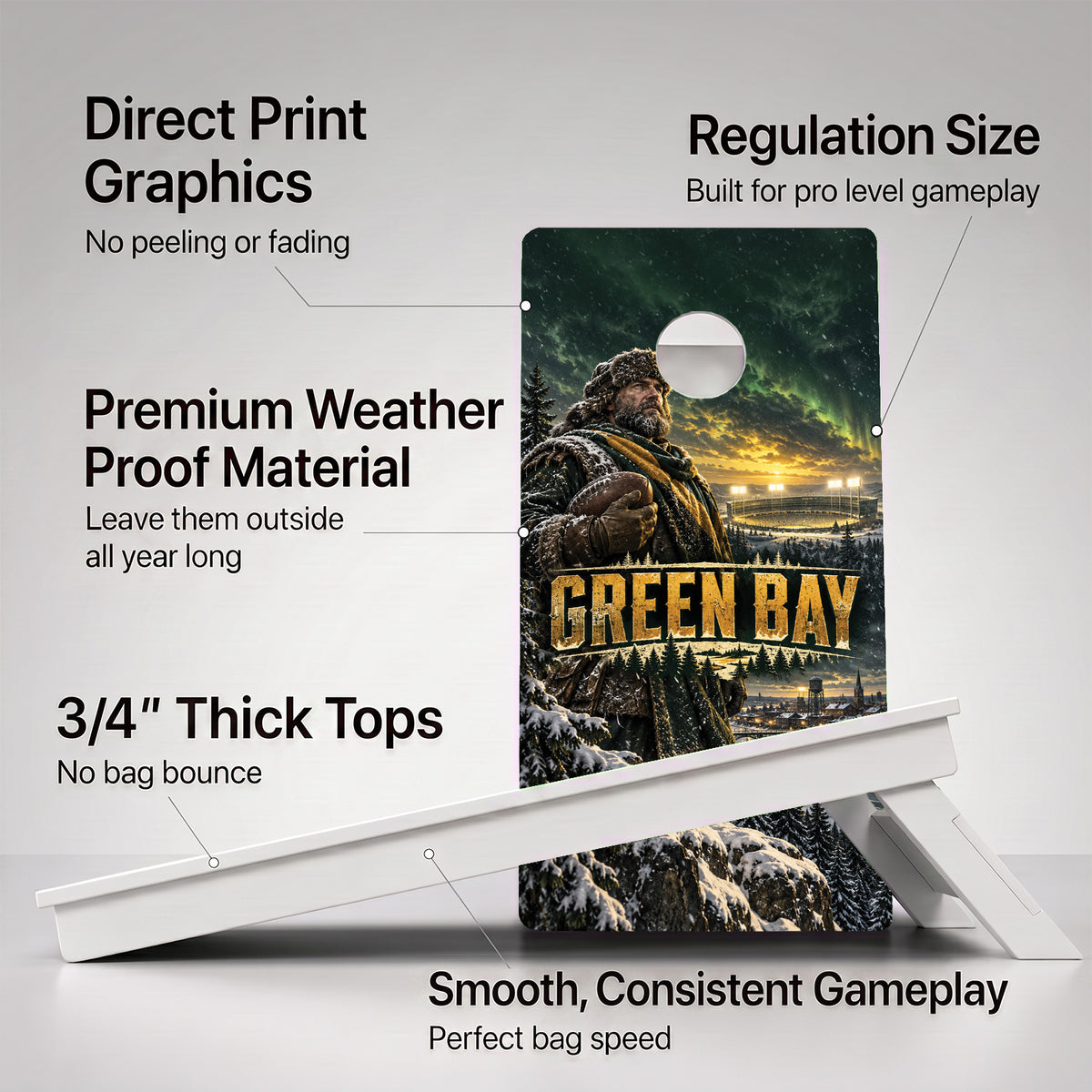 Green Bay Football Weather Proof Cornhole Boards