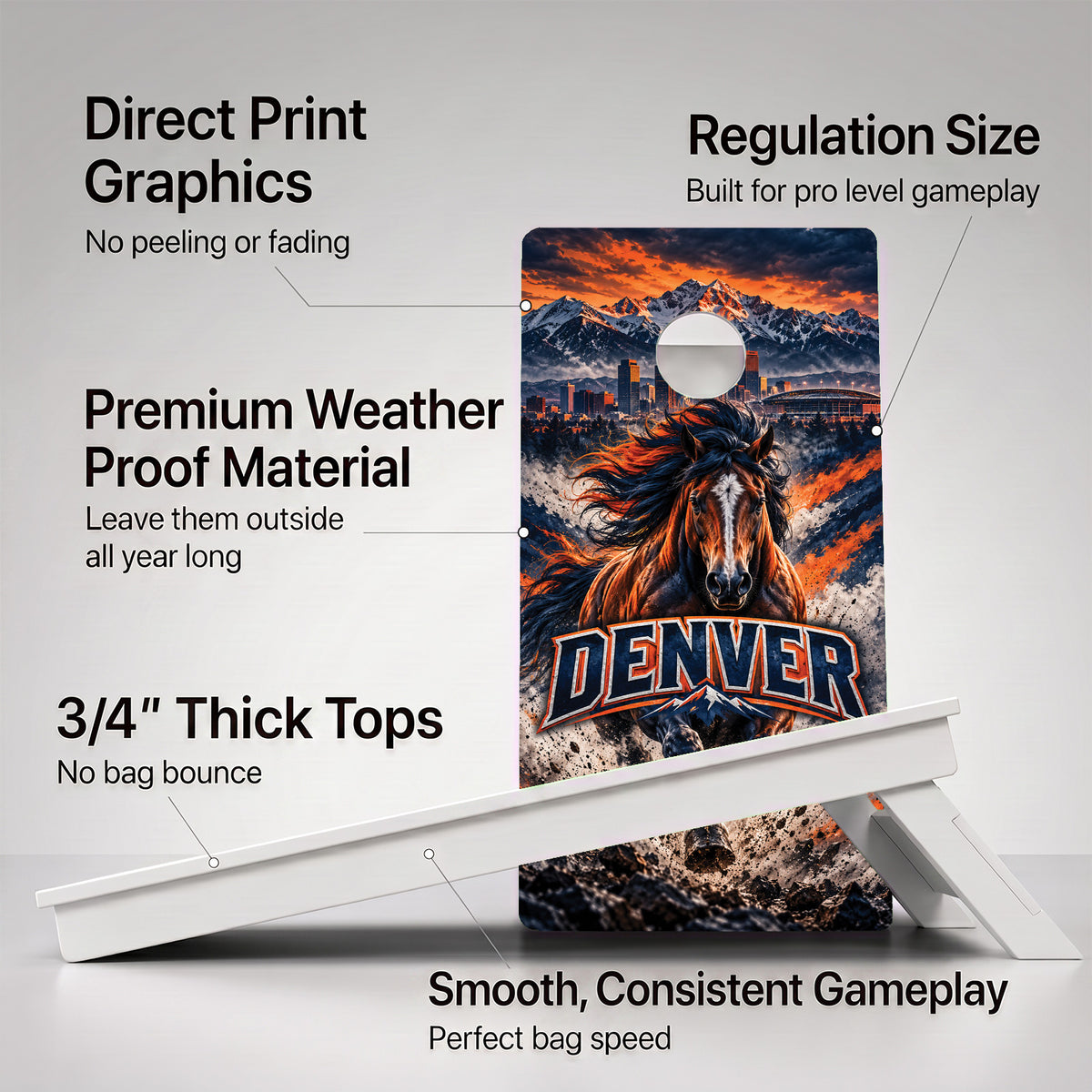 Denver Football Weather Proof Cornhole Boards