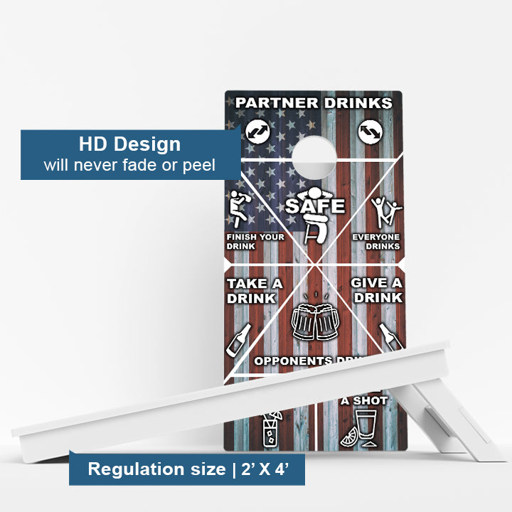 American Flag Drinking Game Weather Proof Cornhole Boards