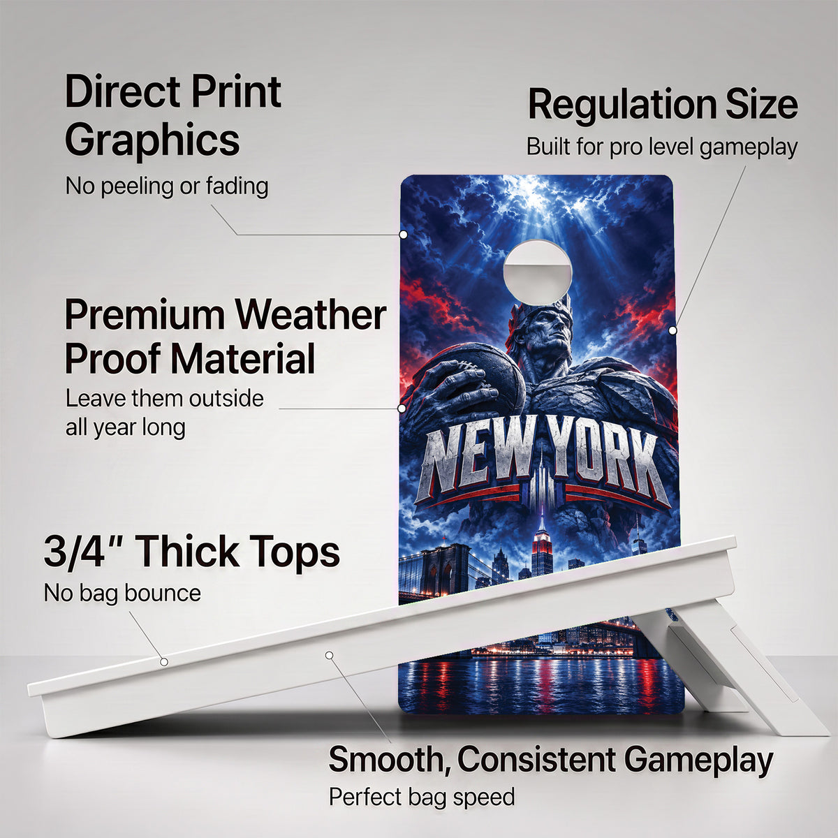New York Brooklyn Bridge Football Weather Proof Cornhole Boards