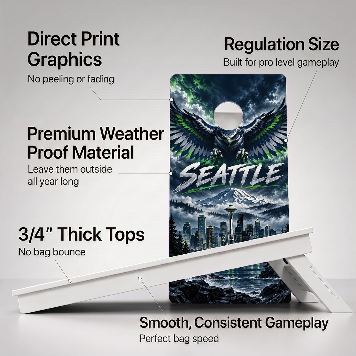 Seattle Football Weather Proof Cornhole Boards