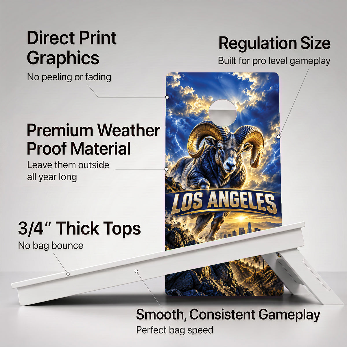 Los Angeles Bighorn Football Weather Proof Cornhole Boards
